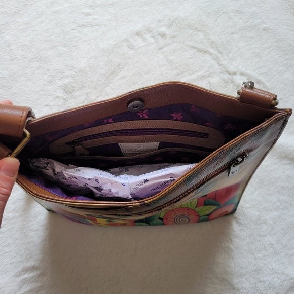 Anuschka Hand Painted Leather Crossbody Purse - Picture 3 of 6